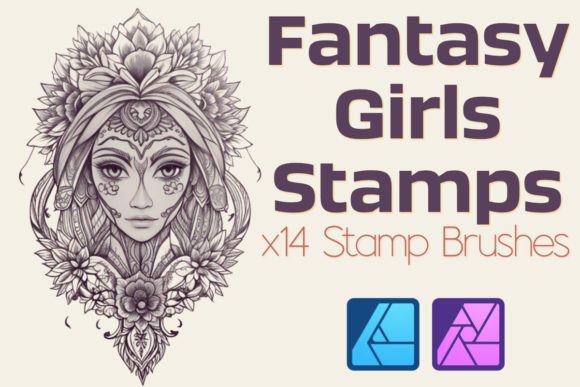 Download Fantasy Girls Stamps, Affinity Brushes - Affinity brushes Collection