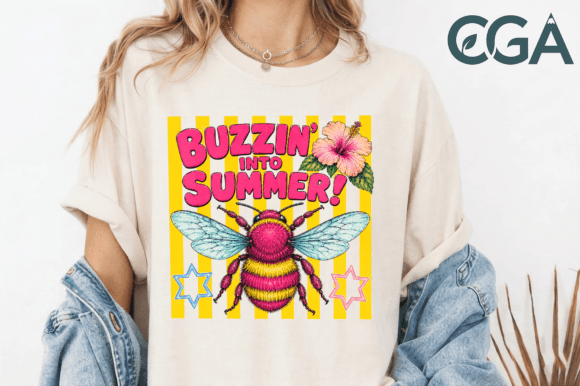 Download Buzzin into Summer Retro Bee Png - Premium Resources