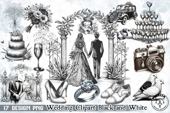 Download Wedding Black and White Clipart - Black and white Collection